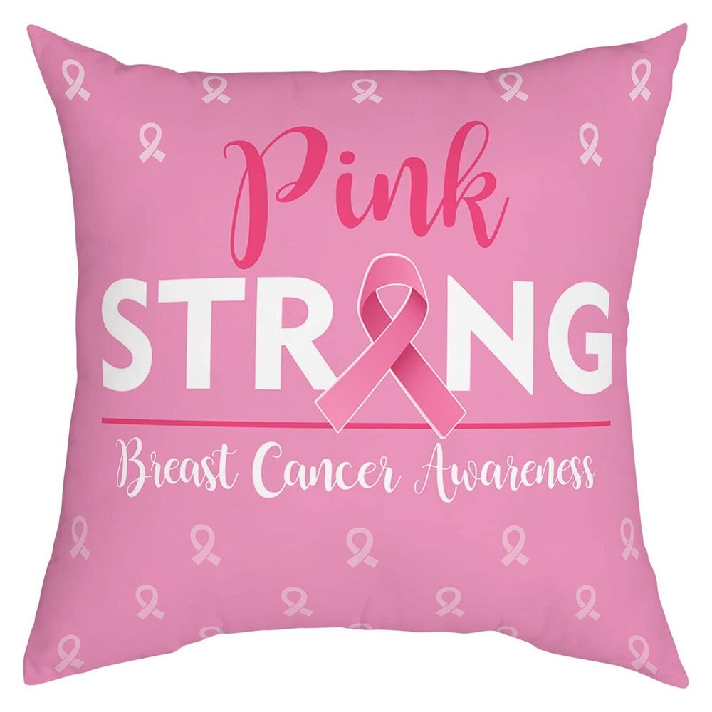 2093 Throw Pillow Covers Breast Cancer Awareness Pink Ribbons Pattern Soft